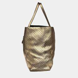 Pre Owned Bottega Veneta Gold Leather Tote Bag