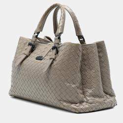 Pre Owned Bottega Veneta Grey Small Nappa Intrecciato Roma Satchel