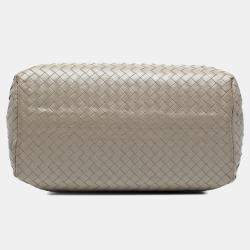 Pre Owned Bottega Veneta Grey Small Nappa Intrecciato Roma Satchel