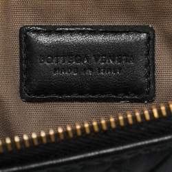 Pre Owned Bottega Veneta Black Intrecciato Leather Zip Flat Clutch