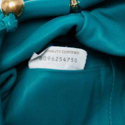 Pre Owned Bottega Veneta Blue Patent Beaded Strap The Mini Pouch Crossbody