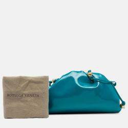 Pre Owned Bottega Veneta Blue Patent Beaded Strap The Mini Pouch Crossbody