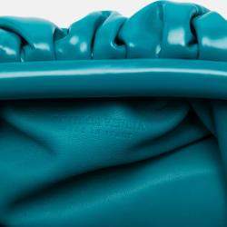 Pre Owned Bottega Veneta Blue Patent Beaded Strap The Mini Pouch Crossbody