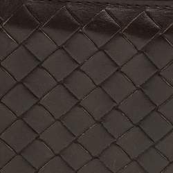 Pre Owned Bottega Veneta Dark Brown Intrecciato Leather Card Case