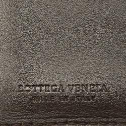 Pre Owned Bottega Veneta Dark Brown Intrecciato Leather Card Case