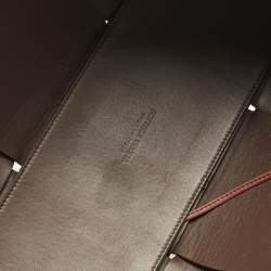 Pre Owned Bottega Veneta Dark Brown Intreccio Leather Medium Arco Tote