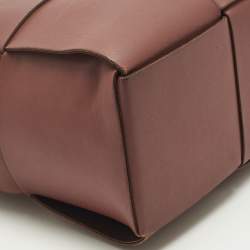 Pre Owned Bottega Veneta Dark Brown Intreccio Leather Medium Arco Tote