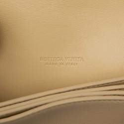 Pre Owned Bottega Veneta Beige Brown Nappa Intrecciato Trio Pouch On Strap