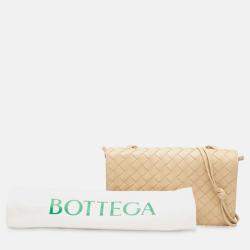 Pre Owned Bottega Veneta Beige Brown Nappa Intrecciato Trio Pouch On Strap