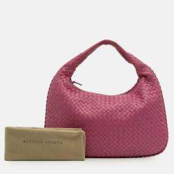 Pre Owned Bottega Veneta Pink Small Nappa Intrecciato Veneta Hobo