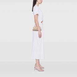 Pre Owned Bottega Veneta White Lambskin The Mini Pouch Crossbody