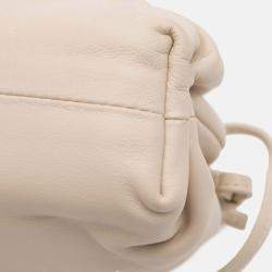 Pre Owned Bottega Veneta White Lambskin The Mini Pouch Crossbody