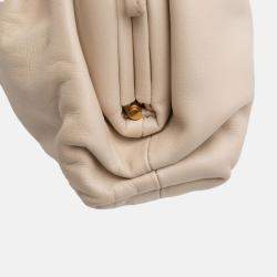 Pre Owned Bottega Veneta White Lambskin The Mini Pouch Crossbody