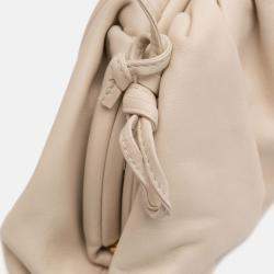 Pre Owned Bottega Veneta White Lambskin The Mini Pouch Crossbody