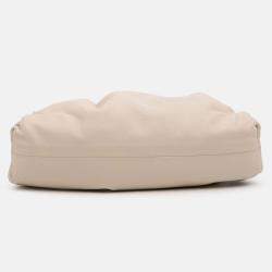 Pre Owned Bottega Veneta White Lambskin The Mini Pouch Crossbody