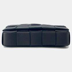 Pre Owned Bottega Veneta Cassette Shoulder Black Leather Size Mini