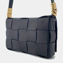 Pre Owned Bottega Veneta Cassette Shoulder Black Leather Size Mini