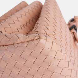 Pre Owned Bottega Veneta Pink Small Nappa Intrecciato Roma Satchel