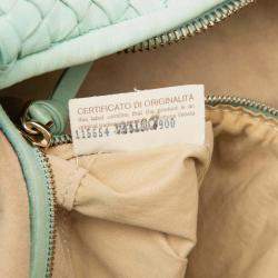 Pre Owned Bottega Veneta Green Medium Nappa Intrecciato Veneta Hobo