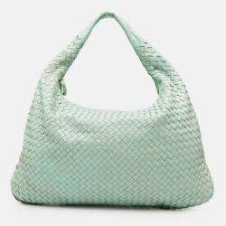 Pre Owned Bottega Veneta Green Medium Nappa Intrecciato Veneta Hobo