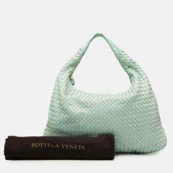 Pre Owned Bottega Veneta Green Medium Nappa Intrecciato Veneta Hobo