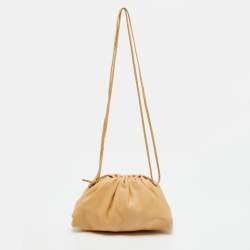 Pre Owned Bottega Veneta Beige Leather The Mini Pouch Bag