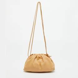 Pre Owned Bottega Veneta Beige Leather The Mini Pouch Bag