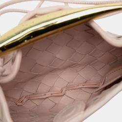 Pre Owned Bottega Veneta Pink Baby Lambskin Intrecciato Sardine