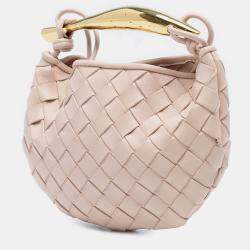 Pre Owned Bottega Veneta Pink Baby Lambskin Intrecciato Sardine