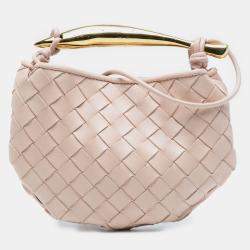Pre Owned Bottega Veneta Pink Baby Lambskin Intrecciato Sardine
