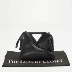 Pre Owned Bottega Veneta The Point Small Black Leather Crossbody Bag