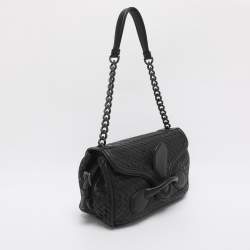 Pre Owned Bottega Veneta Rialto Black Intrecciato Leather Shoulder Bag