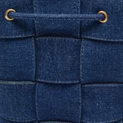 Pre Owned Bottega Veneta Cassette Small Blue Denim Bucket Bag