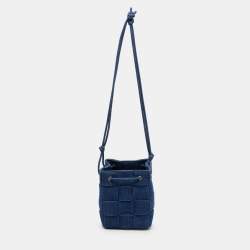Pre Owned Bottega Veneta Cassette Small Blue Denim Bucket Bag