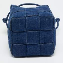 Pre Owned Bottega Veneta Cassette Small Blue Denim Bucket Bag