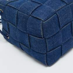 Pre Owned Bottega Veneta Cassette Small Blue Denim Bucket Bag