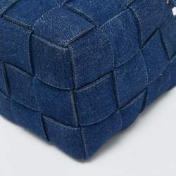 Pre Owned Bottega Veneta Cassette Small Blue Denim Bucket Bag