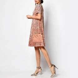 Pre Owned Bottega Veneta The Point Small Peach Woven Leather Crossbody Bag