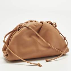 Pre Owned Bottega Veneta The Pouch Mini Brown Leather Clutch Bag