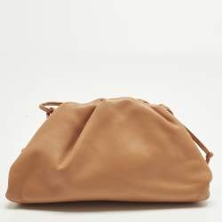 Pre Owned Bottega Veneta The Pouch Mini Brown Leather Clutch Bag