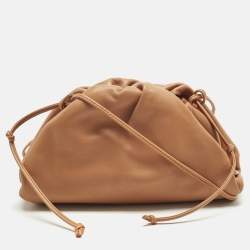 Pre Owned Bottega Veneta The Pouch Mini Brown Leather Clutch Bag