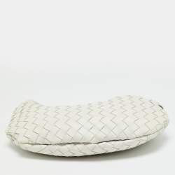 Pre Owned Bottega Veneta Sardine White Intrecciato Leather Hobo