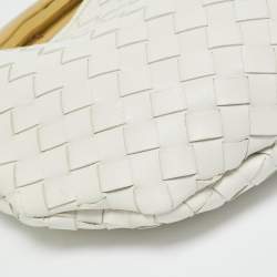 Pre Owned Bottega Veneta Sardine White Intrecciato Leather Hobo