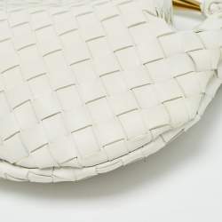 Pre Owned Bottega Veneta Sardine White Intrecciato Leather Hobo