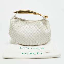 Pre Owned Bottega Veneta Sardine White Intrecciato Leather Hobo