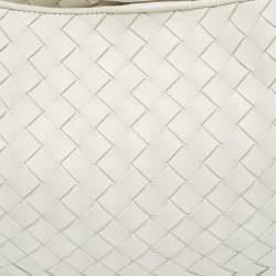 Pre Owned Bottega Veneta Sardine White Intrecciato Leather Hobo