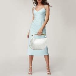 Pre Owned Bottega Veneta Sardine White Intrecciato Leather Hobo