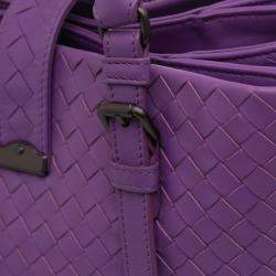 مملوكة مسبقًا Bottega Veneta Purple Leather Small Nappa Intrecciato Roma Satchel