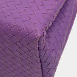 مملوكة مسبقًا Bottega Veneta Purple Leather Small Nappa Intrecciato Roma Satchel