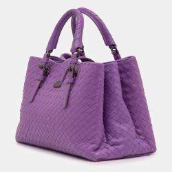 مملوكة مسبقًا Bottega Veneta Purple Leather Small Nappa Intrecciato Roma Satchel
